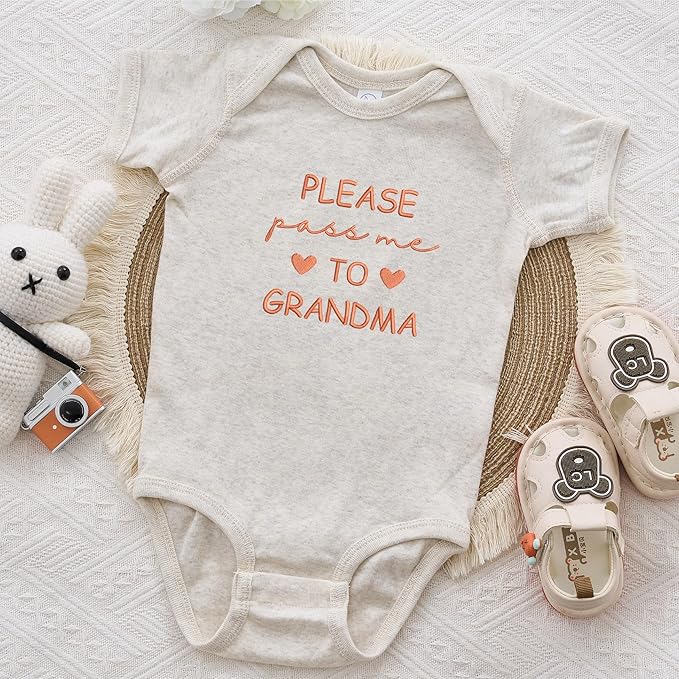 COUPLEHOODIES Personalized Baby Onesie Bodysuit – Custom Embroidery Gift for Pregnancy Reveal Baby Shower or First Grandchild