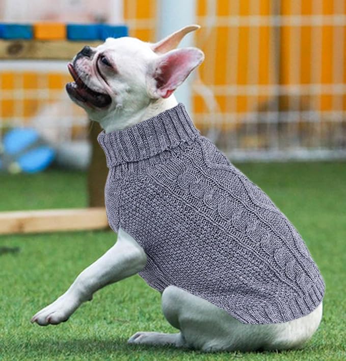 Dog Winter Clothes for Small Dogs - Warm Puppy Sweater for Dachshund, Girl Boy Knitted Pet Clothes, Sleeveless Cat Sweater, Doggy Outfit (Grey, Medium)