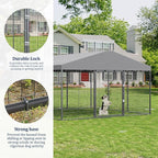 Kullavik 10x10x6 FT Large Outdoor Dog Kennel,Anti-Rust Galvanized Steel Dog Pen with Double Locks,Heavy Duty Dog Enclosure Fence with UV & Water Resistant Roof Cover for Outside