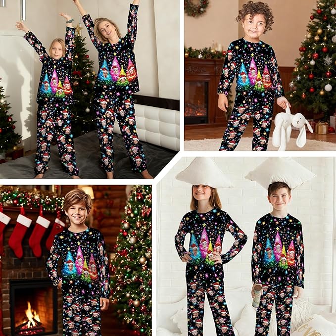 Artsadd Personalized Pajamas with Faces for Women Men Custom Christmas Pajamas Gifts for Family Couple, Funny Photo Pjs