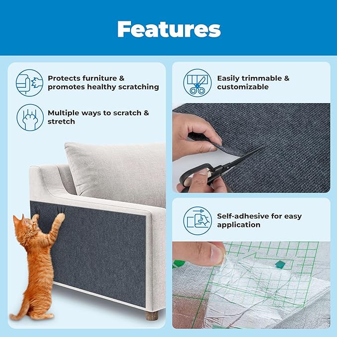 Best Pet Supplies Catify Cat Scratcher, Fun Interactive Scratchers, Posts, Poles, Claw Safe, Furniture Saver Indoor Play Support Natural Cat Behaviors Heavy Duty - Gray (39.4 x 15.8)