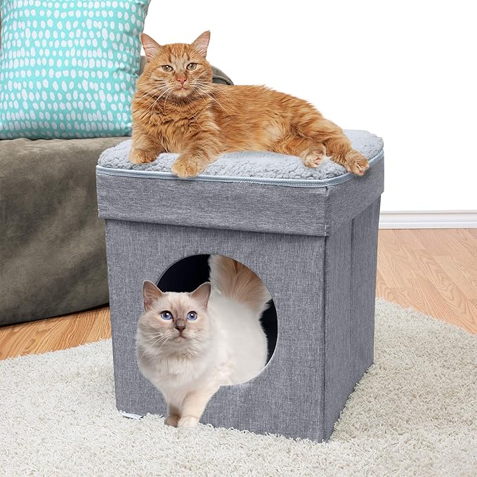 Kitty City Indoor Cat Cube Furniture, Gray Cube