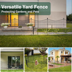 5 Panels No Dig Dog Fence Outdoor for Yard, 24 in(H) X 10 ft(L) Decorative Tall Garden Fence Animal Barrier, Rustproof Metal Wire Garden Edging and Borders, Temporary Fencing Stakes