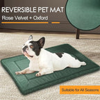 Washable Dog Bed Plush Orthopedic Outdoor Crate Mat with Non-Slip Bottom,Luxe Soft Kennel Pad for Pets,Cozy Cage Cushion & Pet Sleeping Mattress Large Sized,Medium,Small Dogs,36 x 24 inch,Green
