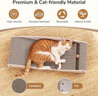 FUKUMARU Cardboard Cat Scratcher Bed, Extra Long 29.1 Inch Cat Scratch Bed Couch Indoor, Natural Felt Multifunctional Cats Scratching Lounger, Horizontal Kitten Cats Scratch Pad with Ball Toy, Camel