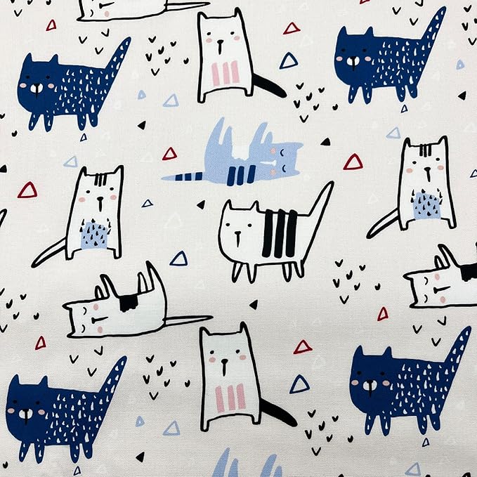 1 Yard (Pre-Cut) 43" x 36" (109cm x 92cm) Premium Floral Cotton Quilting Sewing Fabric, DIY Sewing Patchwork Supplies for Face mask Clothing Handmade Craft&Home Decoration (Cute cat 7)