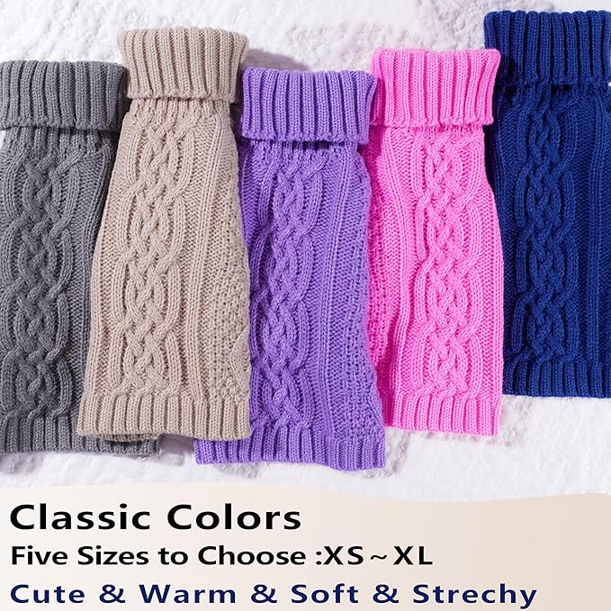 Dog Sweaters for Small Dogs Winter Dog Clothes Turtleneck Knit Puppy Sweater Warm Chihuahua Clothes Cat Sweater Frenchie Doggy Pullover Outfit with Twisted Design(Pink, X-Small)