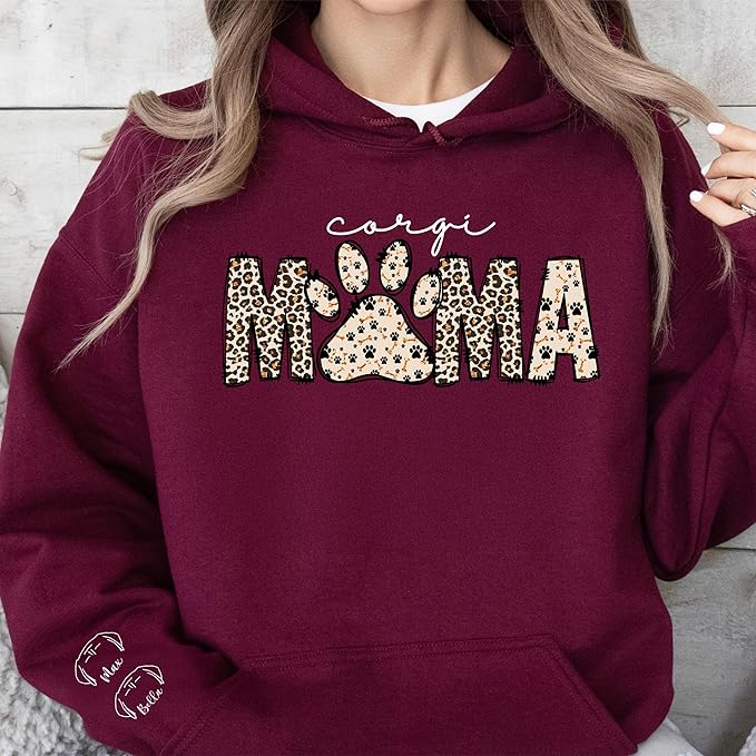 Personalized Dog Breed Mama Sweatshirt, Custom Paw Print Sweater, Cozy Pet Lover Outfit, Unique Gift