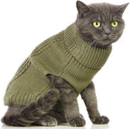 Stretchy Cat Sweater - 17 Colors & 6 Sizes | Snug Winter-Ready Knit for Boy/Girl Cats & Kittens (Olive Green, X-Small)