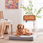 Cooling Dog Beds for Large Dogs, Memory Foam Pet Bed with Waterproof Liner and Cooling Gel Mattress, Comfy Dog Crate Mat Fits up to 60 lbs Pets