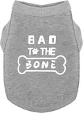 Discover Cozy Cotton Canine Wear: Soft, Lightweight, and Breathable Dog Shirt Vest with Eye-Catching Graphics(Bad to The Bone), Keeping Your Furry Friend Warm and Comfy! Grey L