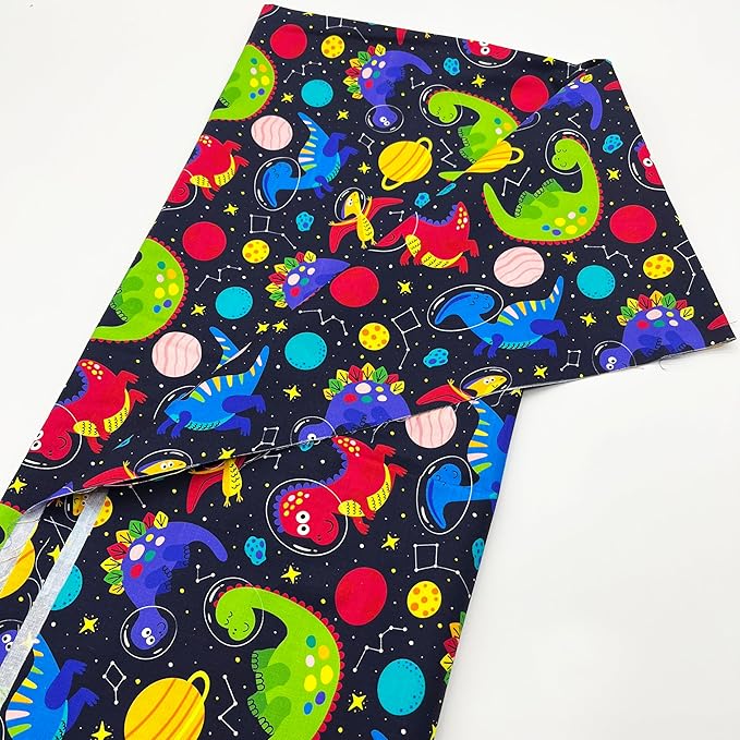 1 Yard (Pre-Cut) 43" x 36" (109cm x 92cm) Premium Floral Cotton Quilting Sewing Fabric, DIY Sewing Patchwork Supplies for Face mask Clothing Handmade Craft&Home Decoration (Cute Dinosaur)