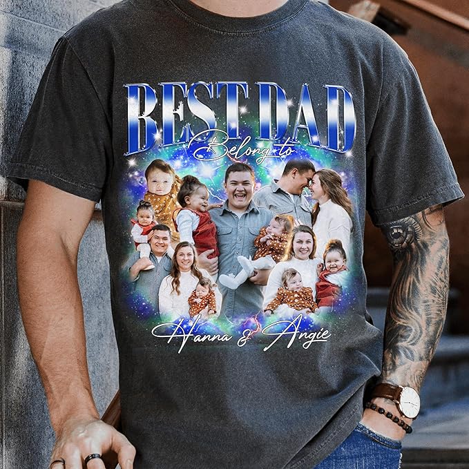Custom Dad Shirt Personalized Picture T-Shirt for Men for New Dad Daddy Gift for Grandpa