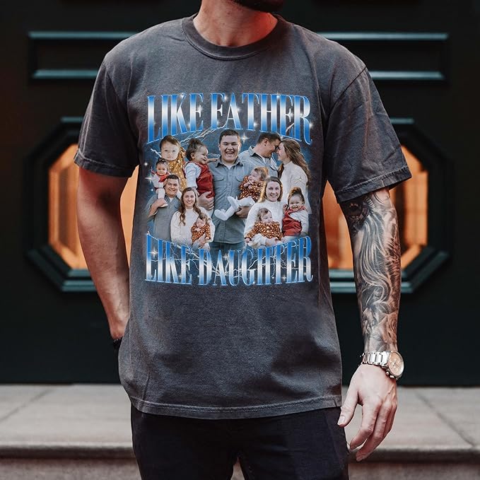 Custom Dad Shirt Personalized Picture T-Shirt for Men for New Dad Daddy Gift for Grandpa