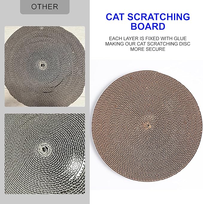 Round Cat Scratcher Pad 10 inch Diameter 3/5 inch Thickness Scratch Replacement Refill Scratching Board Cat scratchers for Indoor Cats (2 Pc)