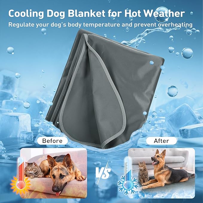 Kritter Planet Waterproof Cooling Dog Mat, Soft Pet Blanket for Summer, Lightweight Outdoor Mat, Reversible Furniture Cover, 30 x 50 inch, Grey