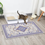 Glittme Cat Litter Mat with Non-Slip Bottom Litter Box Mat 33"X22" Litter Trapping Mat Easy to Clean Washable Cat Food Mat for Kitty,L