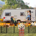 Puppy Playpen Indoor/Outdoor,24'' Portable Dog Playpen with Easy-Carry Straps,2 Add-On Panels Dog Pen Play Pen for Small Dogs,Rustproof Pet Playpen for Camping RV Yard