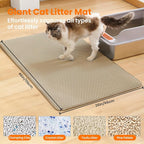 Jumbo Cat Litter Mat, 46x26 Inches Double Layer Honeycomb Litter Trapping Mat, Non Slip Waterproof Urine Proof Extra Large Cat Litter Box Mat, Kitten Supplies and Essentials, XXL, Beige