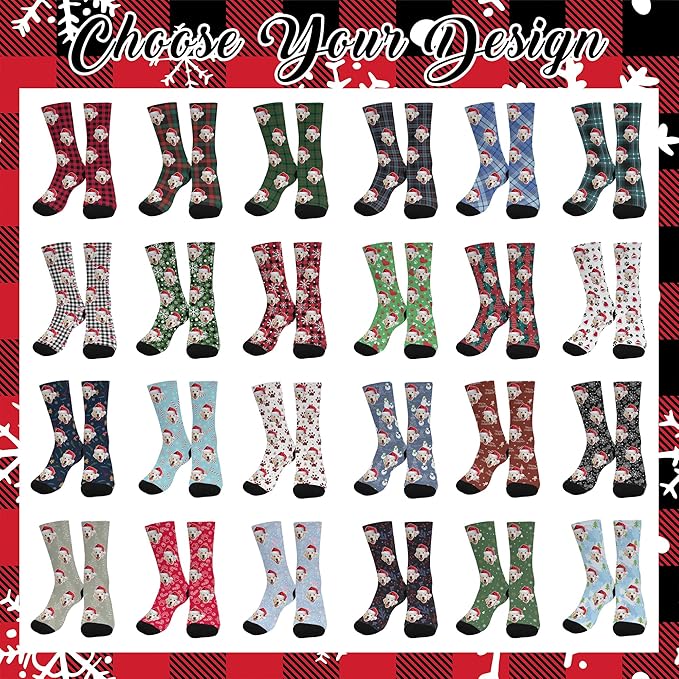 Artsadd Personalized Christmas Pajama Pants Socks for Men Custom Photo Pajama Bottoms for Men S-XXL