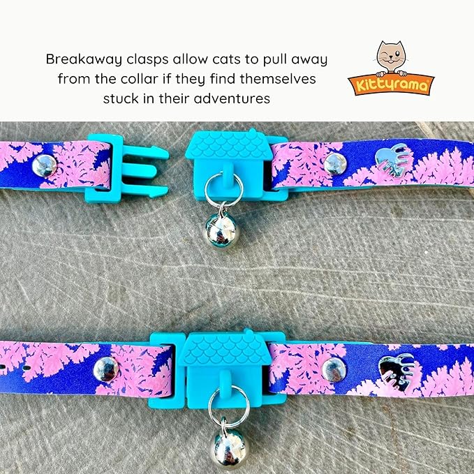 Kittyrama Botanicals Fern Cat Collar. Award Winning. Hypoallergenic, Quick Release Breakaway, Comfy & Soft. Vet Approved. Other Styles Available