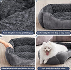 JOEJOY Rectangle Dog Bed for Large Medium Small Dogs - Washable Orthopedic Sofa Bed, Soft Breathable Puppy & Pet Cuddler, Durable Calming Dog Bed with Anti-Slip Bottom, Multiple Sizes, Dark Grey