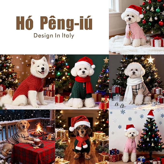 Small/Medium Dog Sweater, Warm Dog Winter Coat w/Sleeves, Comfortable High Neck Premium Dog Clothes for Bulldog-Best for Holidays, Daily Walks L Green
