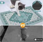 Glittme Cat Litter Mat with Non-Slip Bottom Litter Box Mat 24"X15" Litter Trapping Mat Easy to Clean Washable Cat Food Mat for Kitty,S