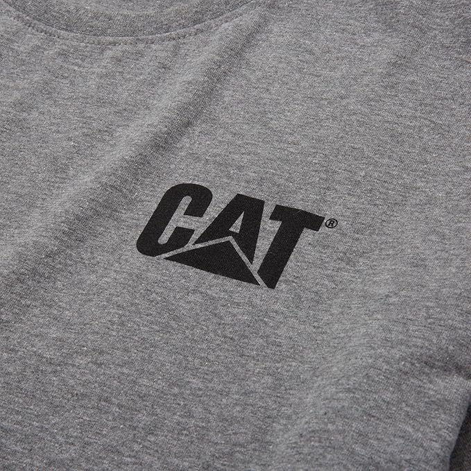 CAT Men's Trademark T-Shirts with Shape-Retention Rib Trim Spandex, Tagless Neck, and Cat Logo on Left Chest