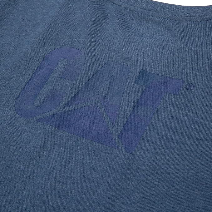 CAT Men's Trademark T-Shirts with Shape-Retention Rib Trim Spandex, Tagless Neck, and Cat Logo on Left Chest