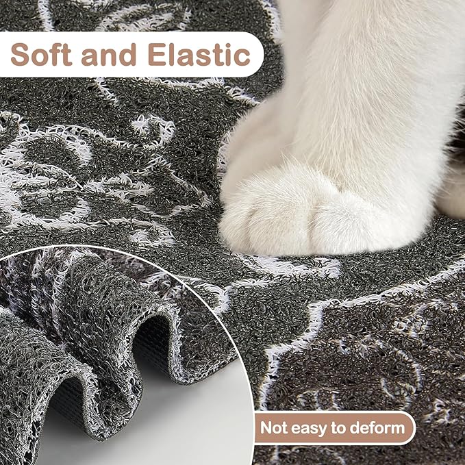 Glittme Cat Litter Mat with Non-Slip Bottom Litter Box Mat 40"X30" Litter Trapping Mat Easy to Clean Washable Cat Food Mat for Kitty,XL