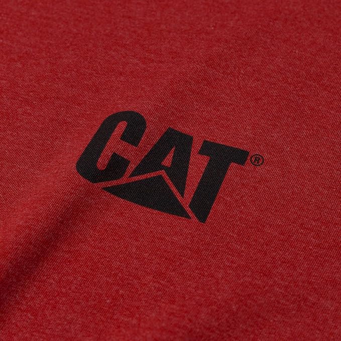 Caterpillar Trademark Banner Long Sleeve Tee Shirts for Men with Center Back Neck Wire Management Loop and Cat Workwear Logo