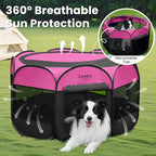Love's cabin Pet Puppy Dog Playpen, Small Dog Tent Crates Cage Indoor/Outdoor, Portable Playpen for Cat, Foldable Pop Up Dog Kennel Playpen with Carring Case, Removable Zipper Top, Pink
