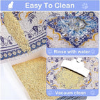 Glittme Cat Litter Mat with Non-Slip Bottom Litter Box Mat 40"x30" Litter Trapping Mat Easy to Clean Washable Cat Food Mat for Kitty,XL