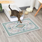 Glittme Cat Litter Mat with Non-Slip Bottom Litter Box Mat 24"X15" Litter Trapping Mat Easy to Clean Washable Cat Food Mat for Kitty,S