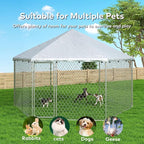 12x12 Outdoor Dog Kennel Outside Heavy Duty Dog Enclosure with Waterproof UV-Resistant Cover & Security Lock (149.6" L x 149.6" W x 95.3" H)