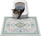 Glittme Cat Litter Mat with Non-Slip Bottom Litter Box Mat 24"X15" Litter Trapping Mat Easy to Clean Washable Cat Food Mat for Kitty,S
