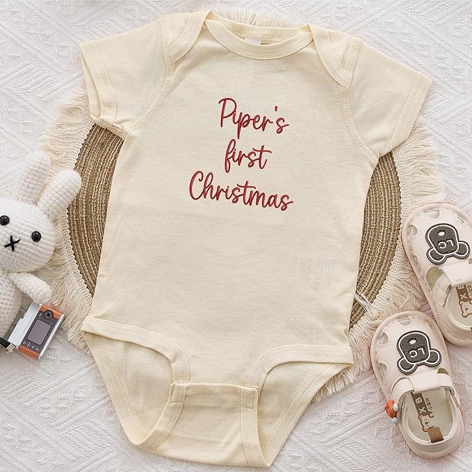 COUPLEHOODIES Personalized Baby Onesie Bodysuit – Custom Embroidery Gift for Pregnancy Reveal Baby Shower or First Grandchild