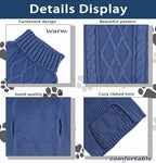 Cute Puppy Turtleneck Sweater for Small Dogs - Warm Dog Clothing for Dachshunds & Cats - Blue, Large