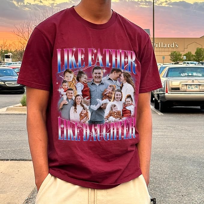 Custom Dad Shirt Personalized Picture T-Shirt for Men for New Dad Daddy Gift for Grandpa