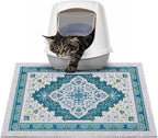 Glittme Cat Litter Mat with Non-Slip Bottom Litter Box Mat 24"X15" Litter Trapping Mat Easy to Clean Washable Cat Food Mat for Kitty,S