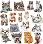 Woohome 16 PCS Cat and Dog Iron On Patches Assorted Cute Kitten Mini Cats Sew On Patches DIY Decoration or Repair, Embroidered Appliques for Clothing Backpacks Jeans T-Shirt Caps Shoes
