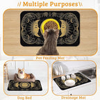 Dog Bowl Mat,Moon Sun Pet Feeding Mat for Floors Waterproof,Boho Vintage Absorbent Dogs Placemat for Food and Water Quick Dry Pet Cat Feeding Mats with Non Slip Bottom 16" x 24"