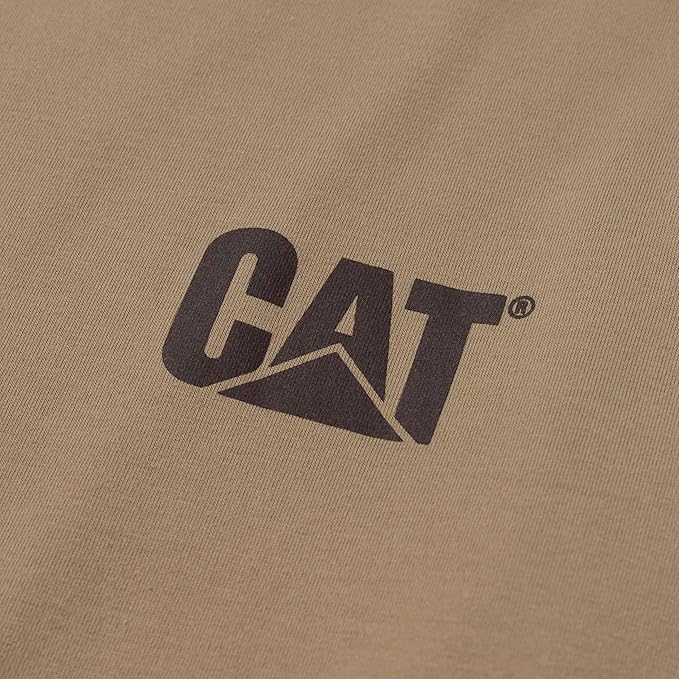 Caterpillar Trademark Banner Long Sleeve Tee Shirts for Men with Center Back Neck Wire Management Loop and Cat Workwear Logo