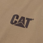 Caterpillar Trademark Banner Long Sleeve Tee Shirts for Men with Center Back Neck Wire Management Loop and Cat Workwear Logo