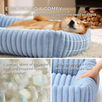 Bedsure ComfyFleece™ Washable Dog Bed for Medium Dogs - Cute Furry Puppy Beds, Rectangle Orthopedic Corduroy Fleece Pet Beds with Removable Zipper Cover, 20x19x6inches, Blue