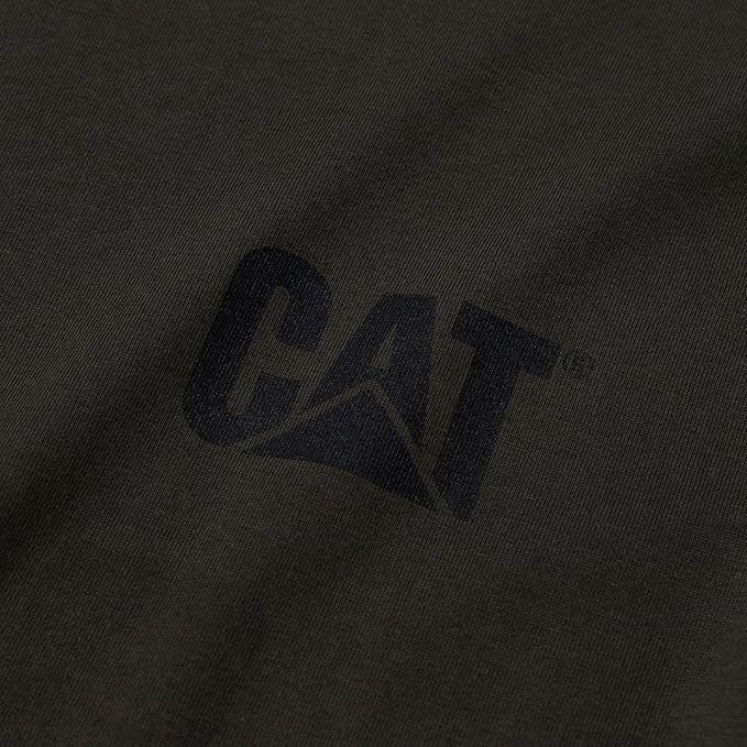 Caterpillar Trademark Banner Long Sleeve Tee Shirts for Men with Center Back Neck Wire Management Loop and Cat Workwear Logo