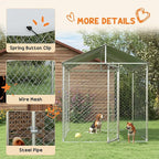 PawHut Outdoor Dog Kennel, Heavy Duty Dog Run Outdoor Fence with Waterproof Cover, Galvanized Chain Link, Secure Lock, for Large Breeds, Chickens, Ducks, 6.5' x 6.5' x 7.8'