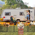 Portable Dog Crates, 32'' Metal Pet Playpen for Small/Medium Dogs, Indoor/Outdoor, Easy-Carry Straps, 2 Add-On Panels, No Door
