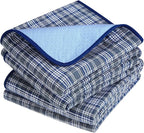 OUTCREATOR® Washable Bed Pads 34" x 54" (Pack of 2) for Incontinence Mattress Protector, Reusable Underpads for Elderly, Adults, Kids, Pets with Anti-Slip Bottom (Light Blue Plaid)